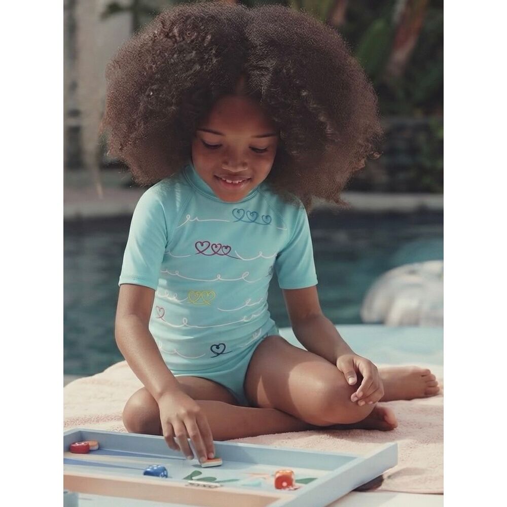 NEW Hanna Andersson Kids Short Sleeve Swim Shirt Rash Guard Size 6/7 (120)